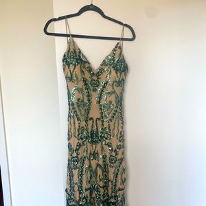 WINDSOR - Formal Dress, Beige / Green, Size Small
